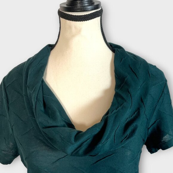 Coldwater Creek Cowl Neck Top MEDIUM Short Sleeve Green - Picture 3 of 7